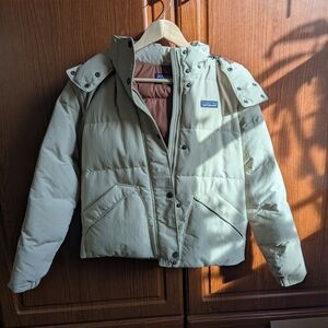 Patagonia Beige Puffer Jacket with Hood